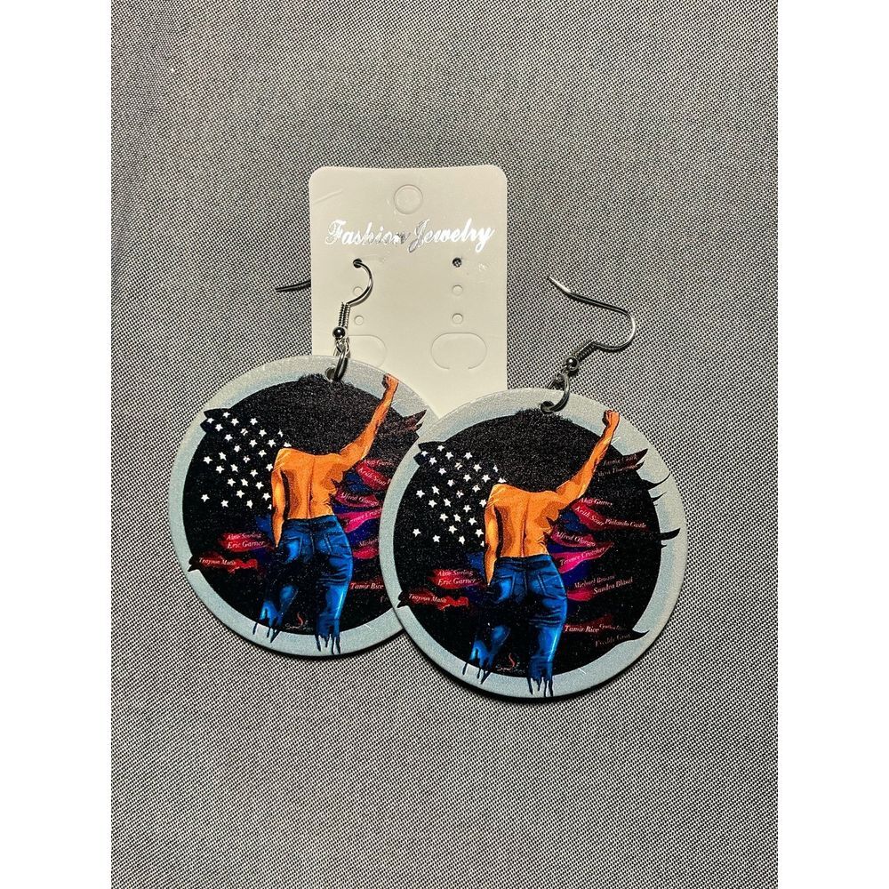 Large African American Women Wood Earrings‎